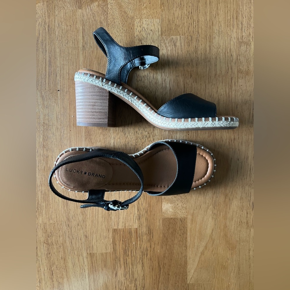 Lucky Brand Jennyl Ankle Strap Espadrille Sandal ~ Black